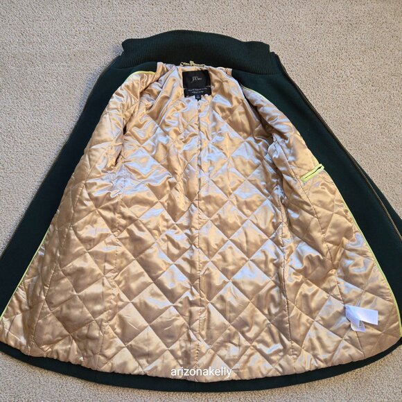 J. Crew Lodge Coat Italian Stadium Wool GREEN Size 0 Nello Gori Retail $350 - Picture 13 of 16